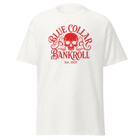 Blue Collar Bankroll White Tee (Red Logo)