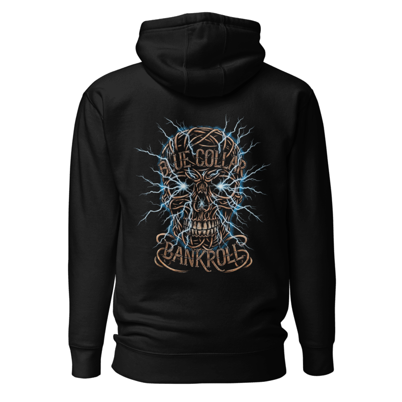 Blue Collar Sparky Black Hoodie - Electrician Graphic | Blue Collar Bankroll