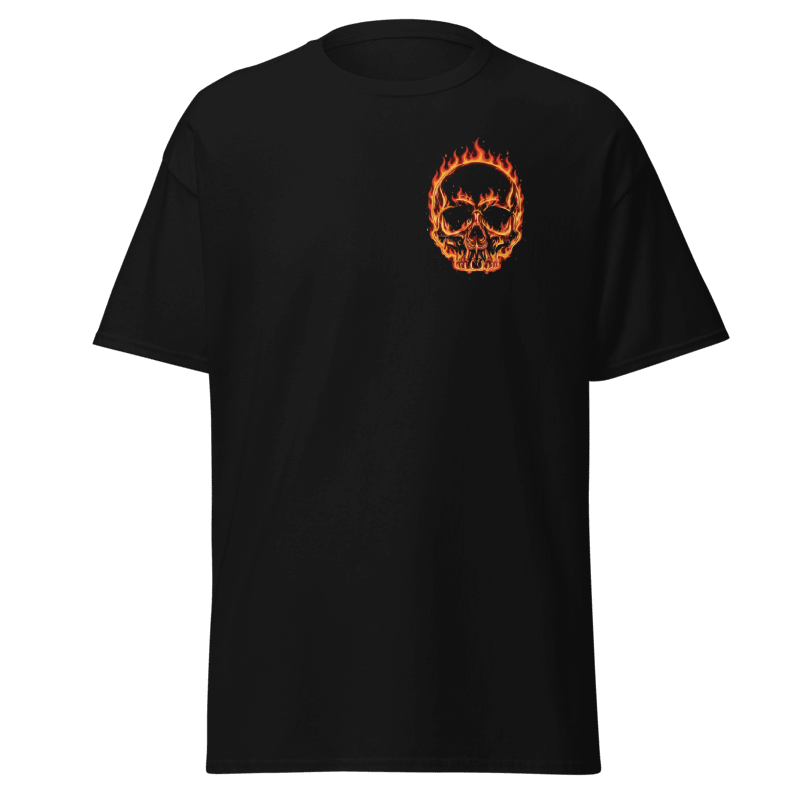 Blue Collar Blaze Tee - Flaming Skull Graphic T-Shirt | Blue Collar Bankroll