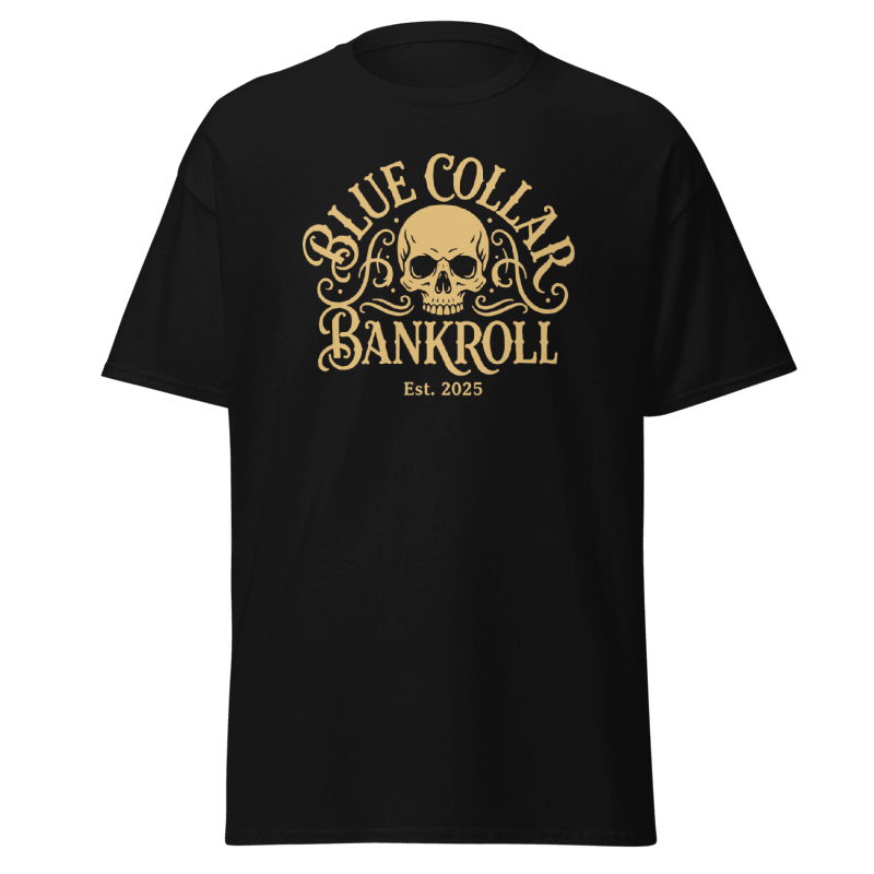 Blue Collar Bankroll Black Tee (Gold Logo)