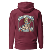 Blue Collar Bombshell Maroon Hoodie - Pinup Girl Graphic | Blue Collar Bankroll