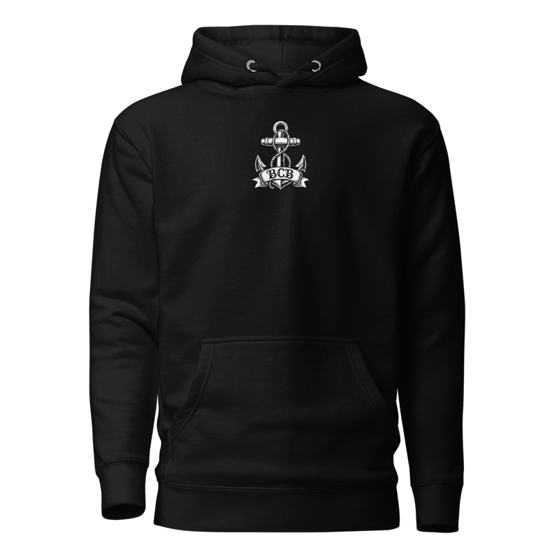 Black Hold Fast Hoodie front with BCB anchor chest graphic
