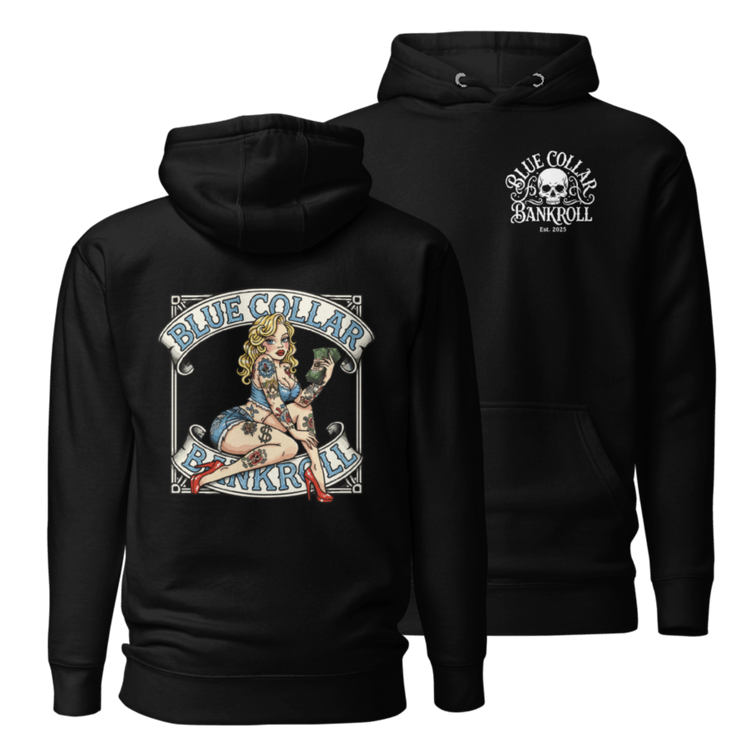 Blue Collar Bombshell Hoodie - Pinup Girl Graphic | Blue Collar Bankroll
