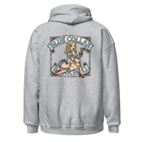 Blue Collar Bombshell Hoodie Grey - Pinup Girl Graphic | Blue Collar Bankroll