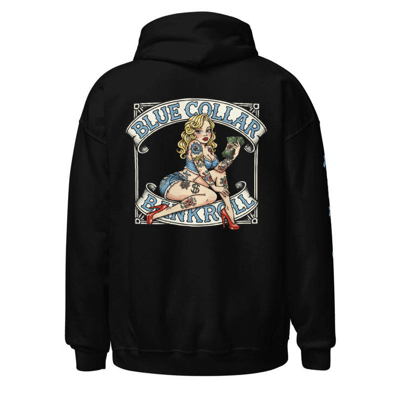Blue Collar Bombshell Hoodie - Pinup Girl Graphic | Blue Collar Bankroll