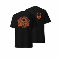 Blue Collar Blaze Tee - Flaming Skull Graphic T-Shirt | Blue Collar Bankroll